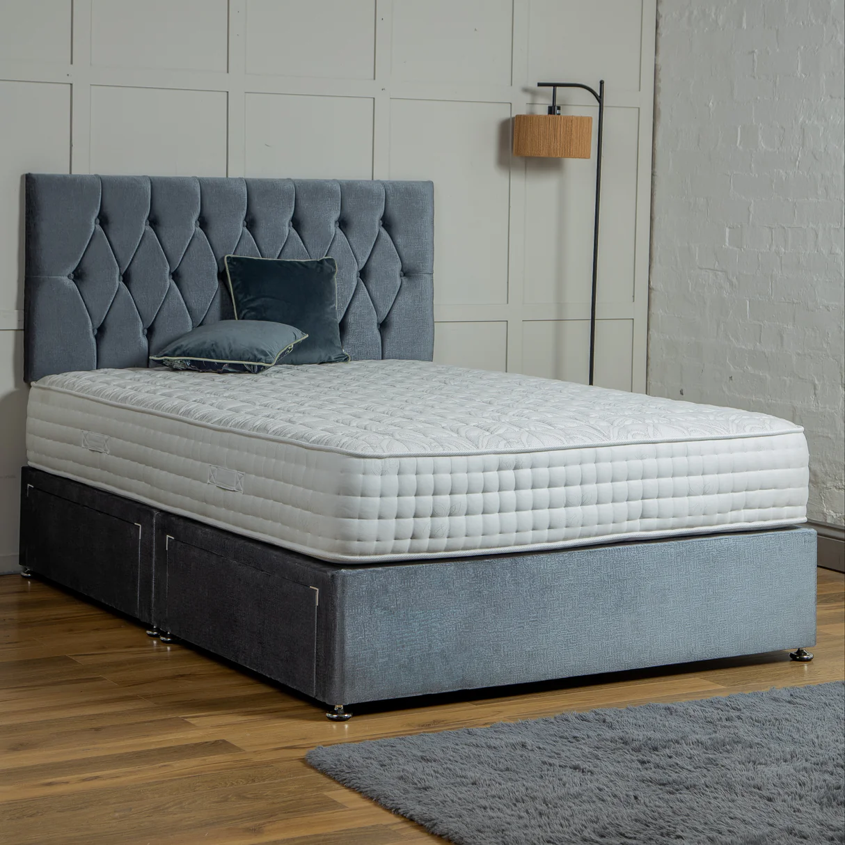 Santorini Divan Bed Set with Headboard UK - Detail view of premium divan from Newcastle Beds UK